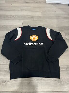 adidas Black Crewneck Sweatshirt with White and Red Accents